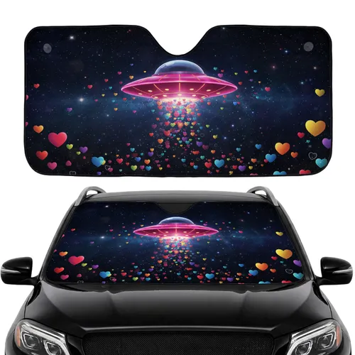 UFO Hearts Stars Nebula - Car Interior Upgrade Car Sunshade