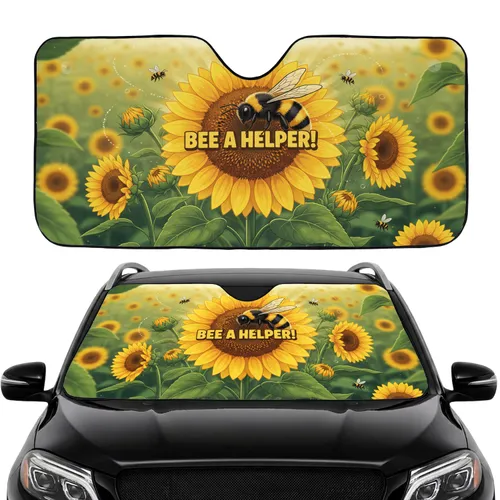 Bee Helper Sunflower Pollen Field - Car Interior Upgrade Car Sunshade