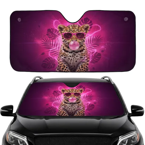 Majestic Leopard Cub Pink Sunglasses Bubblegum - Car Interior Upgrade for Leopard Lovers Car Sunshade