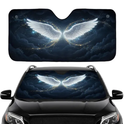 Radiant White Angel Wings Ethereal Cosmic Sky - Car Interior Upgrade Commute Accessory Car Sunshade