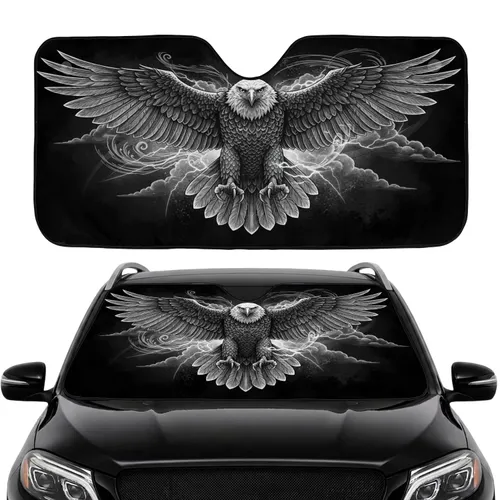 Majestic Eagle Wings Spread Stormy Sky - Road Trip Travel Accessory Car Sunshade