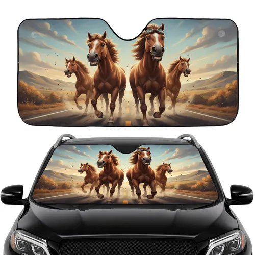 Goggled Horses Road Trip Car Interior Upgrade Car Sunshade