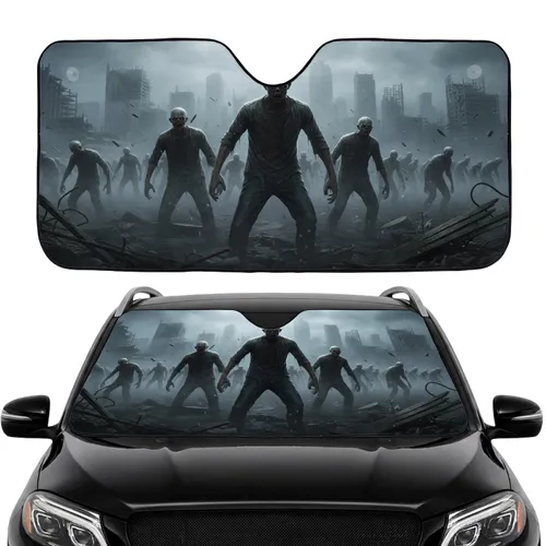 Decaying Zombie Horde Cityscape Car Interior Upgrade Car Sunshade