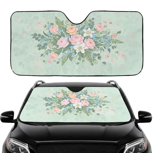 Intricate Flowers Foliage Blossoms Vines - Car Interior Enhancement Car Sunshade