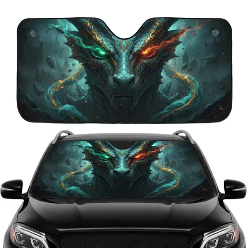 Ancient Dragon Head Glowing Eyes - Car Interior Upgrade for Dragon Lover Gift Car Sunshade