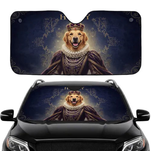 Golden Retriever Henry Crown - Royal Car Interior Upgrade for Golden Retriever Owners Car Sunshade