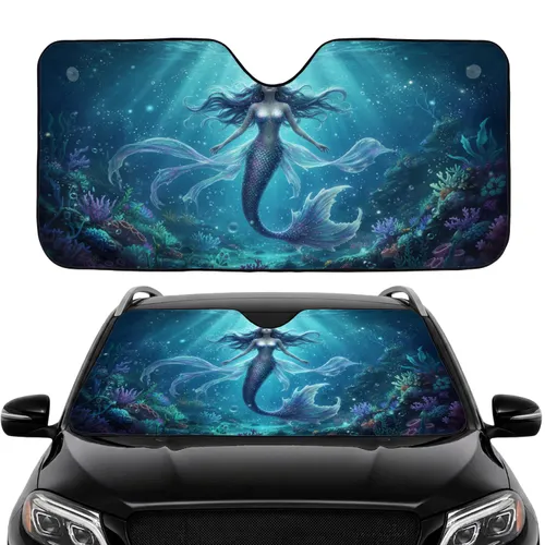 Shimmering Mermaid Underwater Scape Car Interior Upgrade - Mermaid Lover Gift Car Sunshade