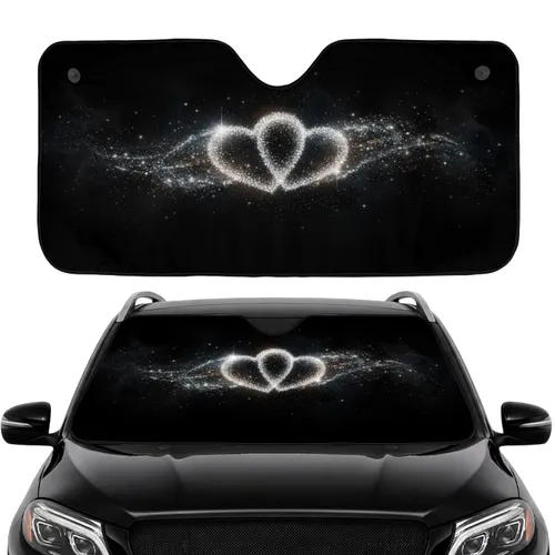 Celestial Luminous Sparkling Intertwined Hearts Stardust - Car Interior Upgrade Car Sunshade