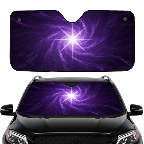 Crystalline Energy Starburst Swirling Cosmic Vortex Purple Black Car Interior Upgrade Car Sunshade