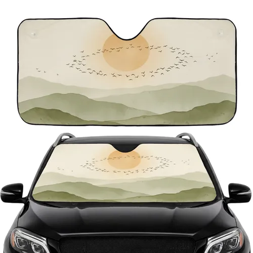 Sun Mountains Flying Birds Road Trip Gift for Wildlife Lover Car Sunshade