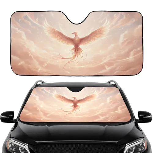 Majestic Phoenix Rose Gold Peach Glowing Light Trails Ethereal Clouds Road Trip Gift Car Sunshade