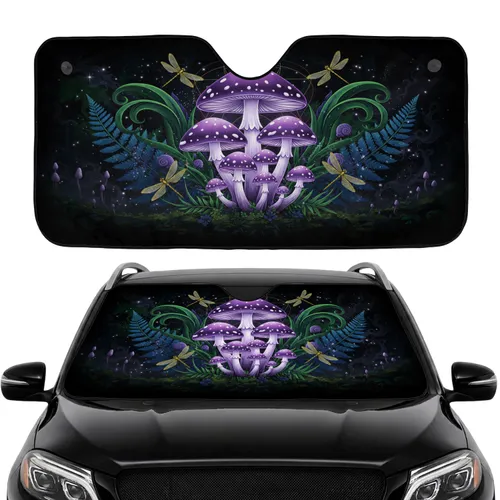 Glowing Purple Mushroom Dragonfly Purple Ammonite Shell Car Interior Upgrade Car Sunshade