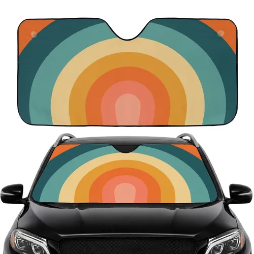 Full-Canvas Dynamic Radiant Concentric Curved Color Bands - Car Interior Upgrade Car Sunshade