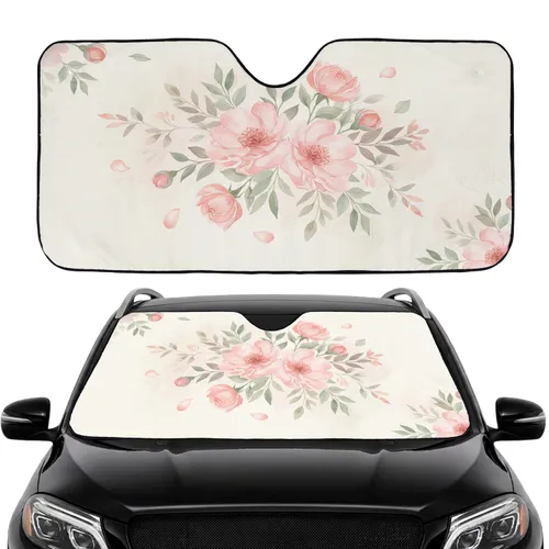 Delicate Flowers Foliage Full Blooms Opening Buds - Car Interior Upgrade Car Sunshade