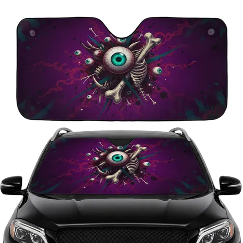 Macabre Eyeball Skeleton Bones Blood Splatter Car Interior Upgrade Car Sunshade