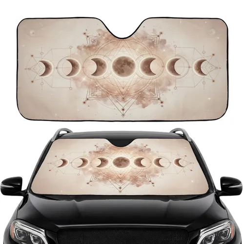 Five Lunar Phases Cosmic Star Radiant Celestial Symbol Decor - Car Interior Upgrade Car Sunshade
