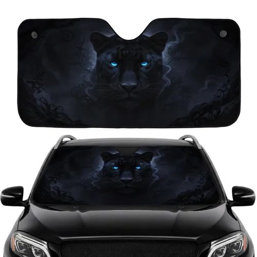 Black Panther Electric Blue Eyes - Car Interior Upgrade Wildlife Lover Gift Car Sunshade
