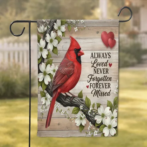 Red Cardinal Dogwood Floral Memorial - Remembrance Home Decor Gift for Loved One Garden Flag