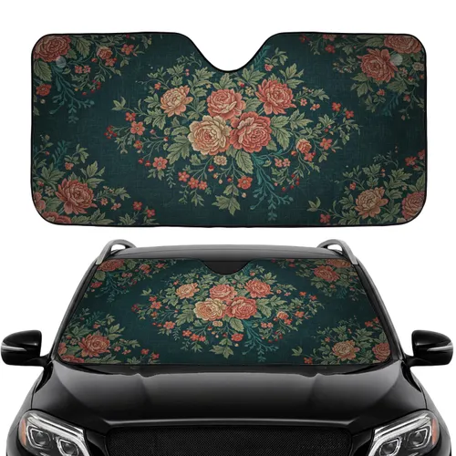 Vintage Floral Tapestry Roses Chrysanthemums Car Interior Upgrade Car Sunshade