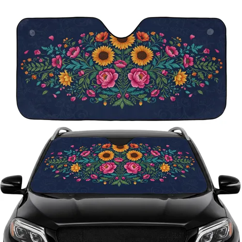 Full Bloom Wildflower Foliage Berry Botanical Garden Road Trip Essential Car Sunshade