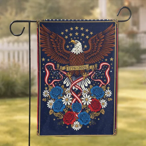 Bald Eagle American Flag 1776-2026 - USA 250th Anniversary Independence Day Gift Garden Flag