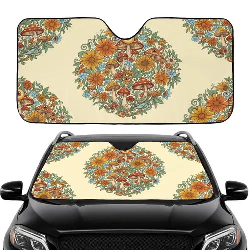 Smiling Mushroom Daisy Floating Eye Car Interior Upgrade Car Sunshade