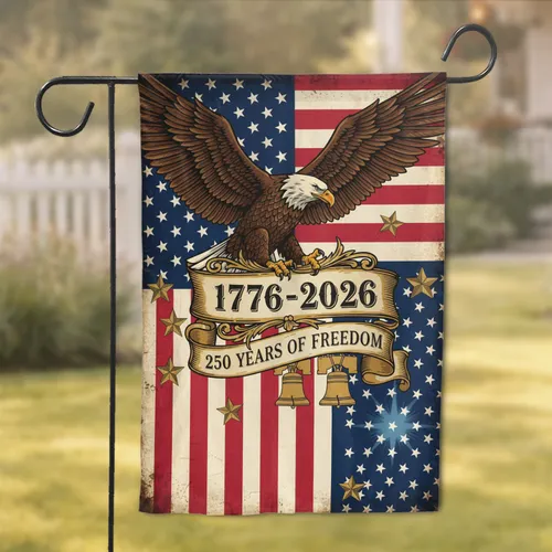 Bald Eagle American Flag 1776-2026 - USA 250th Anniversary Independence Day Holiday Gift Garden Flag