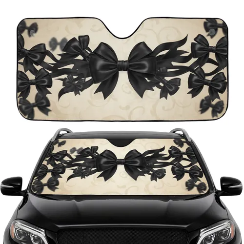 Black Silk Ribbon Bows Layered Arrangement Car Interior Upgrade Car Sunshade