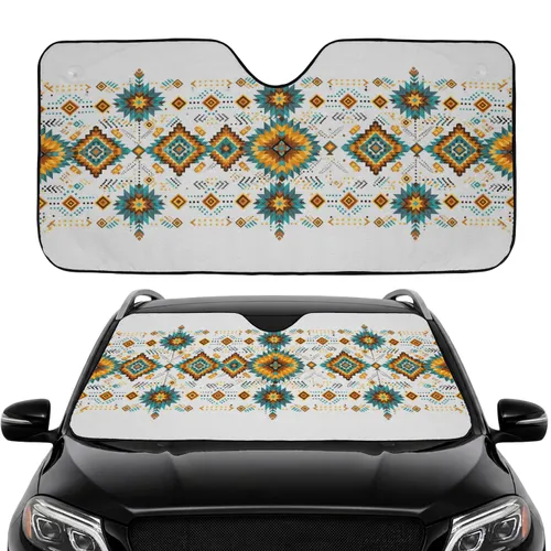 Native American Geometric Tapestry Starburst Diamond - Car Interior Upgrade Car Sunshade