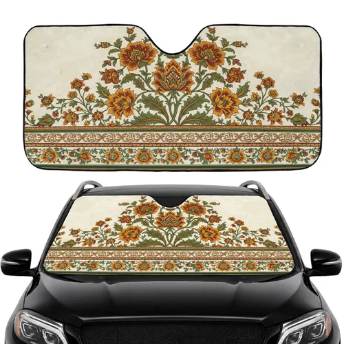 Rich Floral Foliage Blooms Vines Scroll Bands - Car Interior Upgrade Car Sunshade