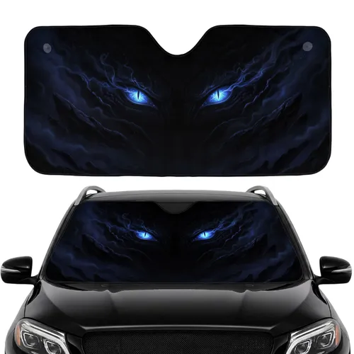 Glowing Electric Blue Reptile Eyes - Car Interior Upgrade Car Sunshade