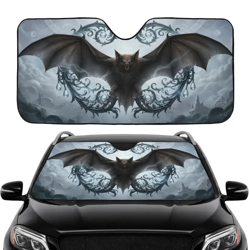 Outstretched Bat Wings Shimmering Gothic Filigree - Car Interior Upgrade Car Sunshade