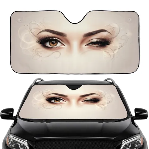 Voluminous Eyelashes Winking Eyes Sculpted Eyebrows Cosmetic Smoke - Car Interior Upgrade Car Sunshade
