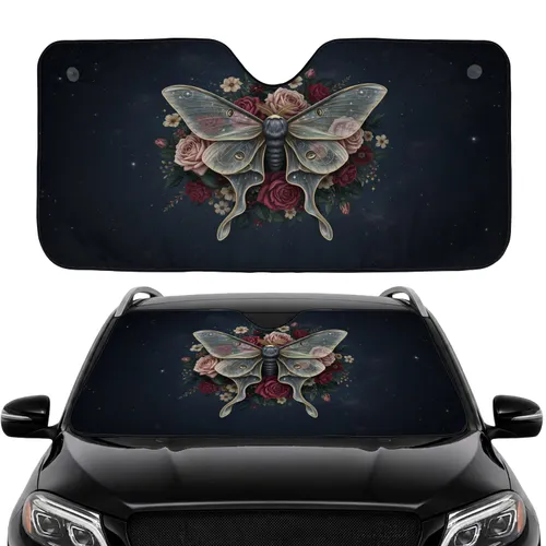 Luna Moth Rose Wildflower Sky - Car Interior Upgrade Car Sunshade