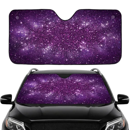 Dense Shimmering Layered Deep Purple Glitter Field - Car Interior Upgrade Car Sunshade