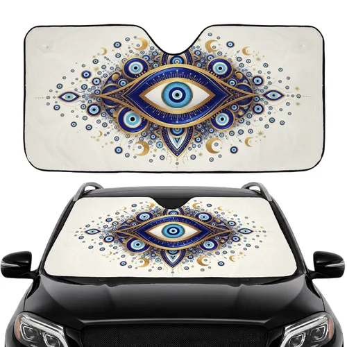 Evil Eye Talismans Crescent Moon Stars - Road Trip Gift Car Sunshade