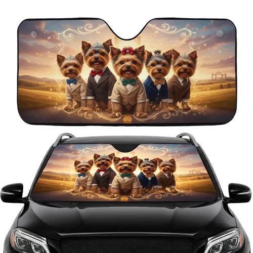Formal Yorkshire Terriers Royal Attire - Car Interior Upgrade Road Trip Gift Car Sunshade