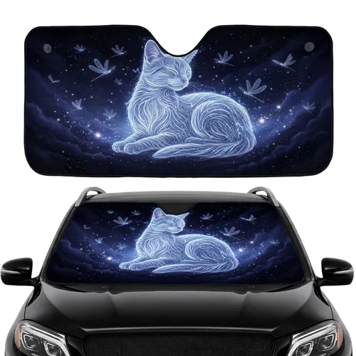 Ethereal Glowing Cat Dragonflies - Car Interior Upgrade for Cat Lover Car Sunshade