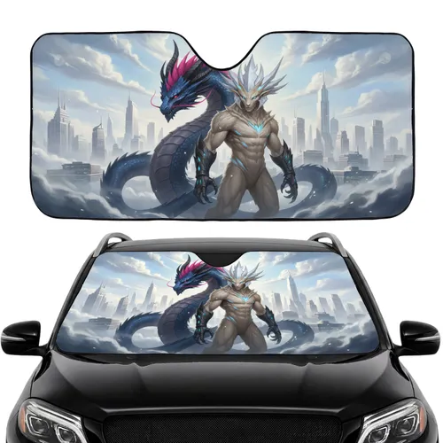 Dragon Furry Creature Urban Fantasy Car Interior Upgrade Car Sunshade