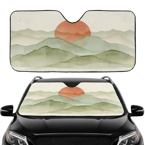 Rolling Hills Terracotta Sun Flying Birds - Road Trip Travel Essentials Car Sunshade