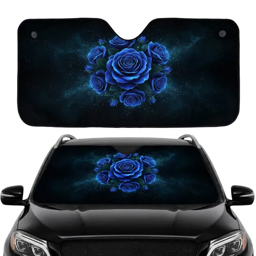 Electric Blue Roses Cosmic Sky - Car Interior Upgrade Commute Accessory Car Sunshade