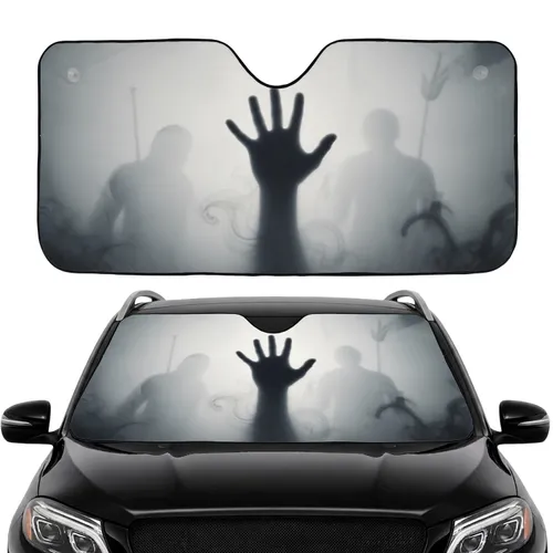 Hand Silhouette Splayed Fingers Pressed Diffused Mist Shadows - Car Interior Upgrade Car Sunshade
