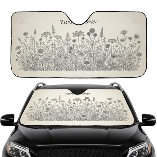 Wild Herbs Thistle Umbellifer Grasses Botanical Field - Car Interior Upgrade Car Sunshade
