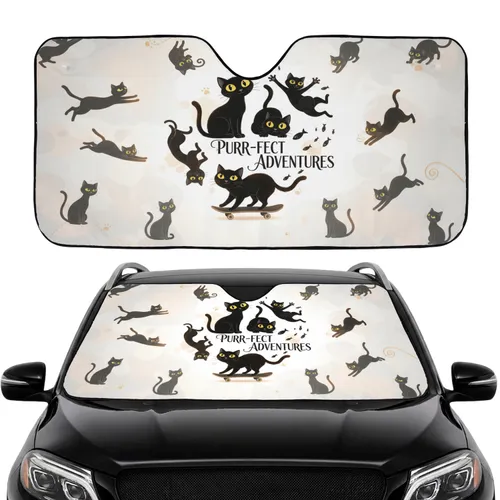 Skateboarding Black Cats Commute Accessory Cat Lover Gift Car Sunshade