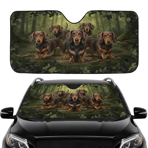 Dachshund Dogs Woodland Camouflage - Car Interior Upgrade for Dog Lovers Car Sunshade