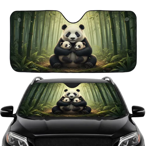 Panda Family Bamboo Forest - Road Trip Essentials for Family Car Sunshade