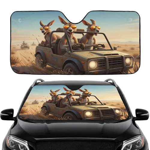 Kangaroos Driving Sunglasses Desert - Road Trip Travel Accessory Car Sunshade