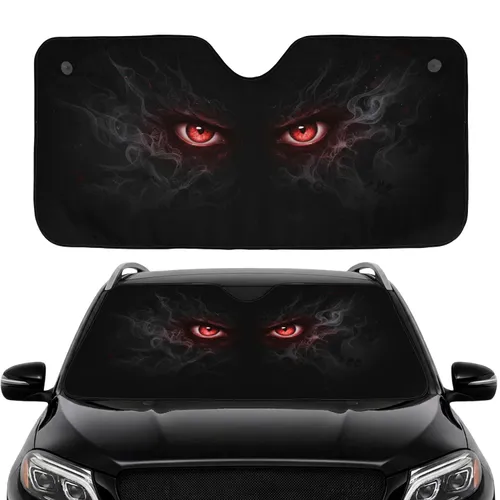 Menacing Red Eyes Predatory Form Ominous Void - Car Interior Upgrade Car Sunshade