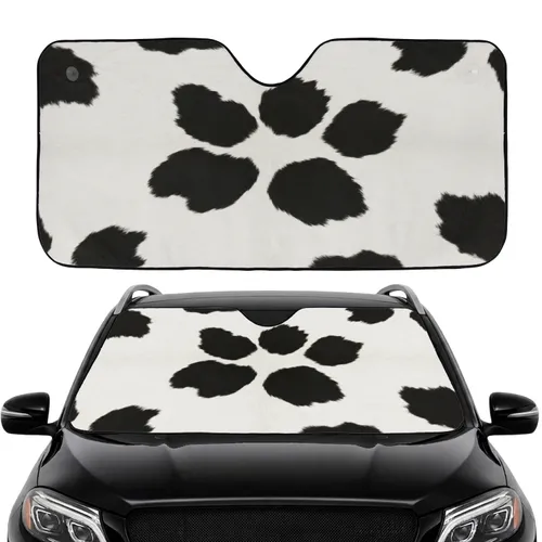 Natural Cowhide Black Spot White Car Interior Upgrade Road Trip Essential for Drivers and Travelers Car Sunshade