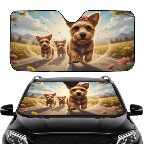 Shaggy Terrier Dogs Scenic Road Trip Adventure - Travel Essentials Dog Lover Gift Car Sunshade